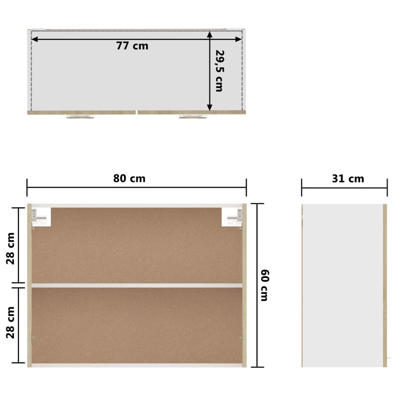 Seinäkaappi Sonoma tammi 80x31x60 cm lastulevy