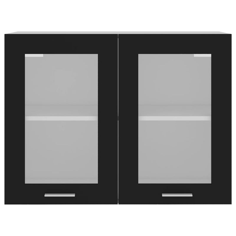 Seinäkaappi lasilla musta 80x31x60 cm lastulevy - KIWAHome.com