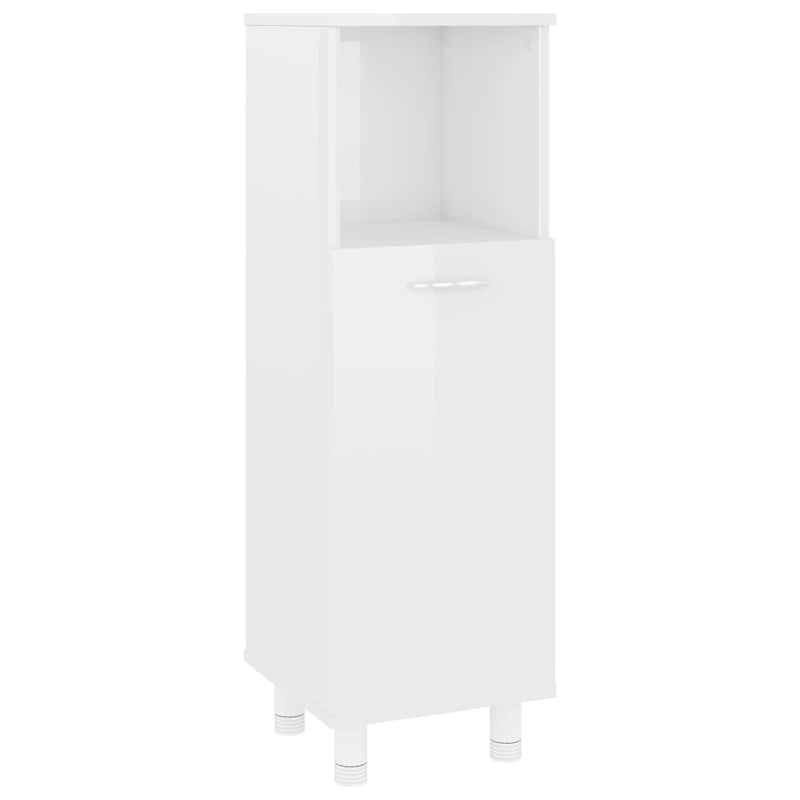 Kylpyhuonekaappi korkeakiilto valkoinen 30x30x95 cm lastulevy