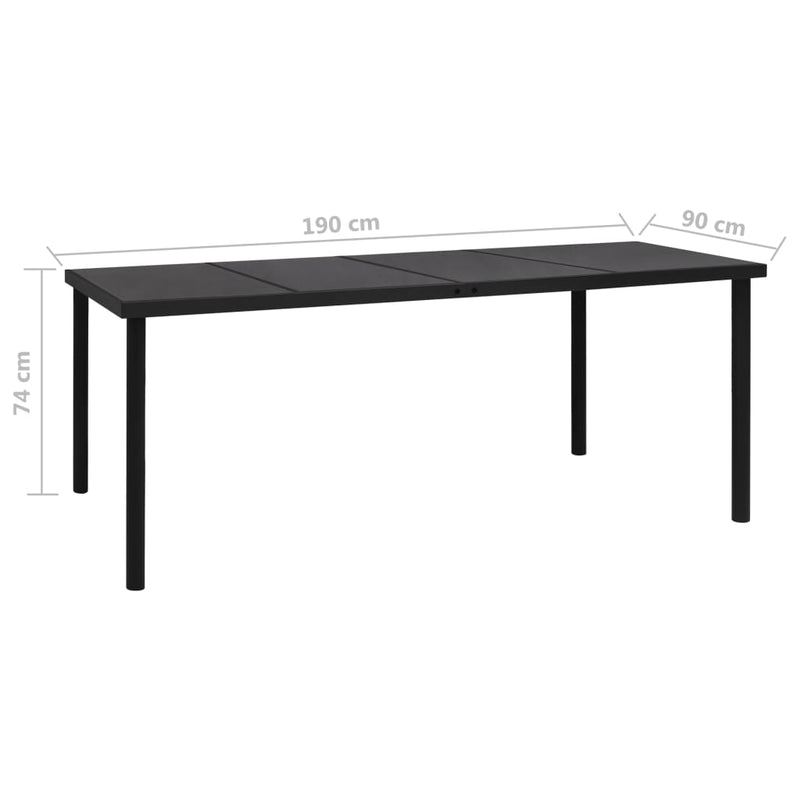 Puutarhapöytä 190x90x74 cm musta teräs - KIWAHome.com