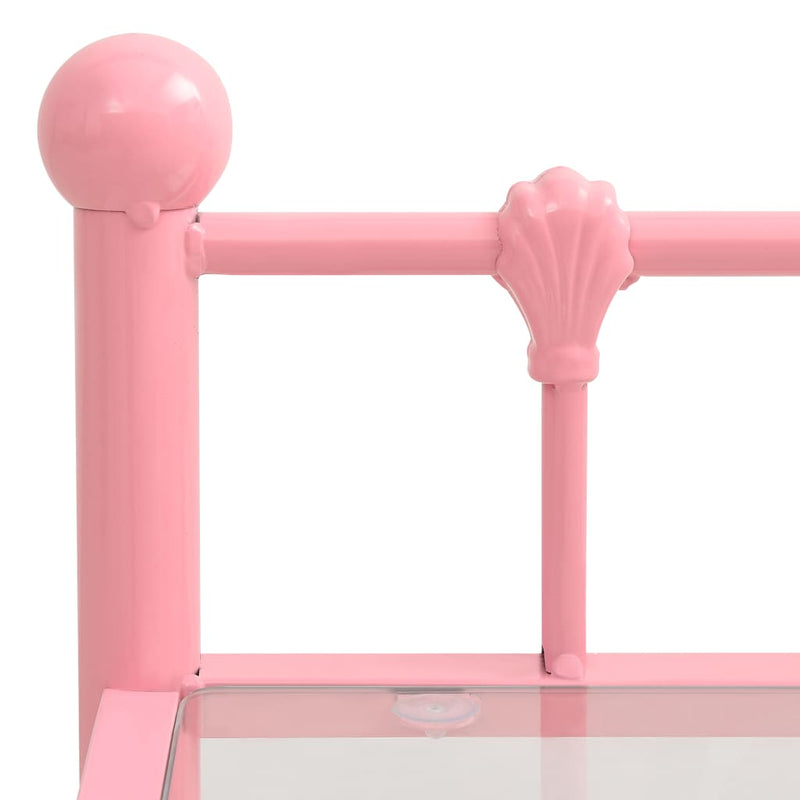 Yöpöydät 2 kpl pinkki ja läpinäkyvä metalli ja lasi Yöpöydät