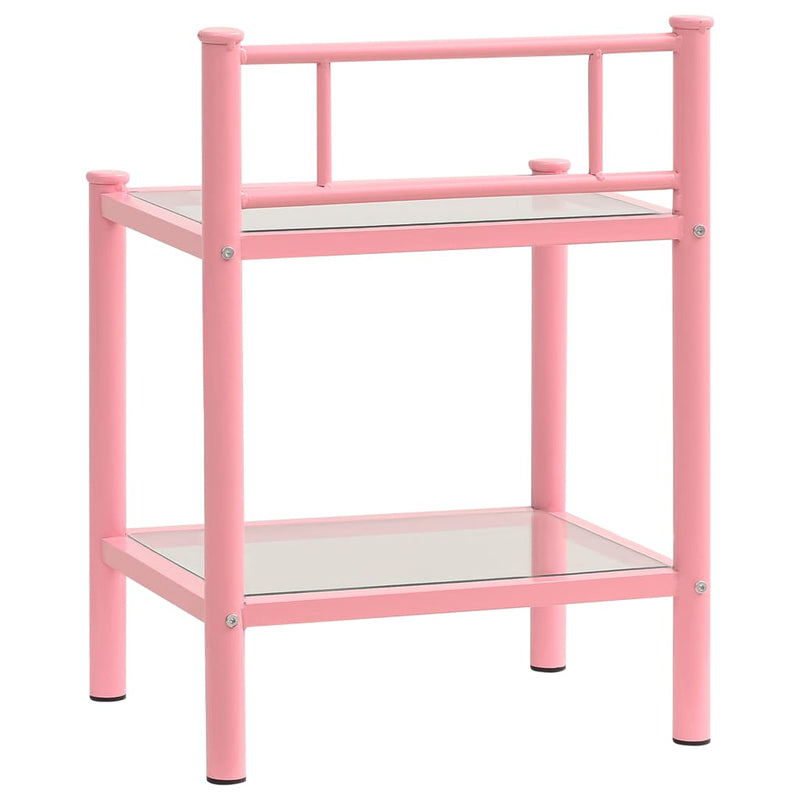 Yöpöytä pinkki/läpinäkyvä 45x34,5x60,5 cm metalli ja lasi Yöpöydät