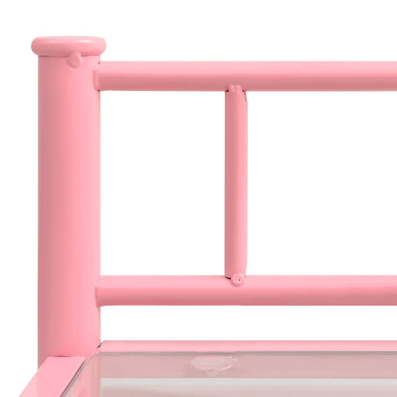 Yöpöytä pinkki/läpinäkyvä 45x34,5x60,5 cm metalli ja lasi Yöpöydät