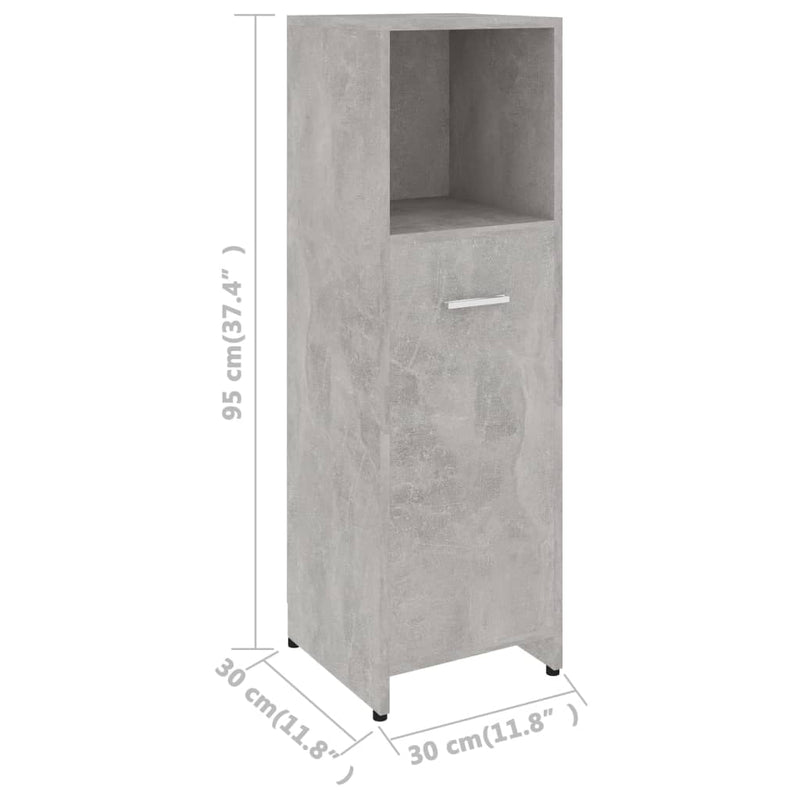 4-osainen kylpyhuonekalustesarja betoniharmaa lastulevy