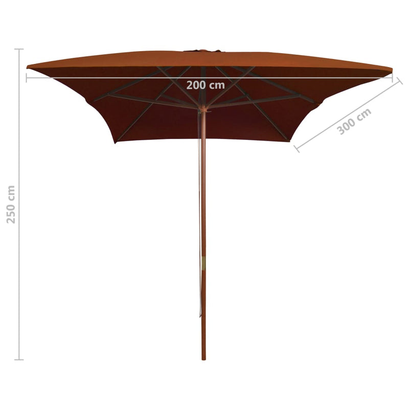 Aurinkovarjo puurunko terrakotta 200x300 cm.