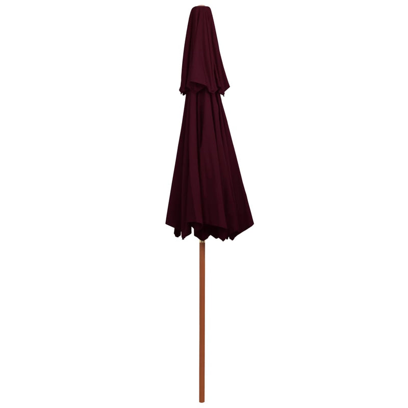 Kaksikerroksinen aurinkovarjo puurunko viininpunainen 270 cm Päivän- & aurinkovarjot