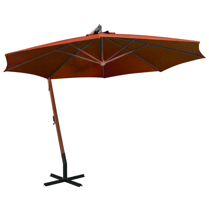 Riippuva päivänvarjo tangolla terrakotta 3,5x2,9 m täysi kuusi Päivän- & aurinkovarjot