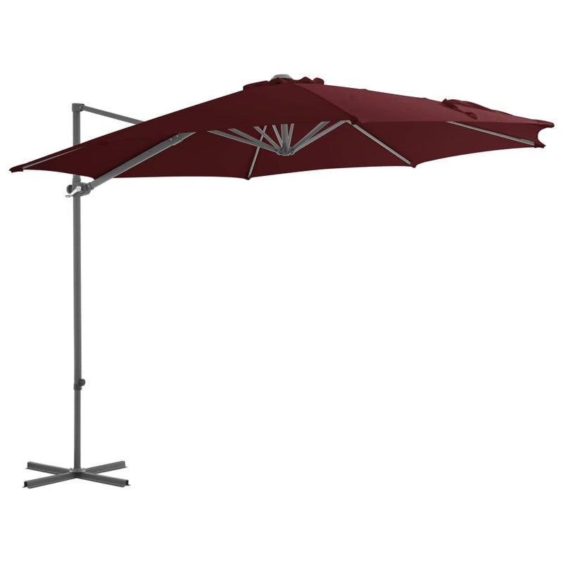 Riippuva aurinkovarjo teräspylväällä viininpunainen 300 cm Päivän- & aurinkovarjot