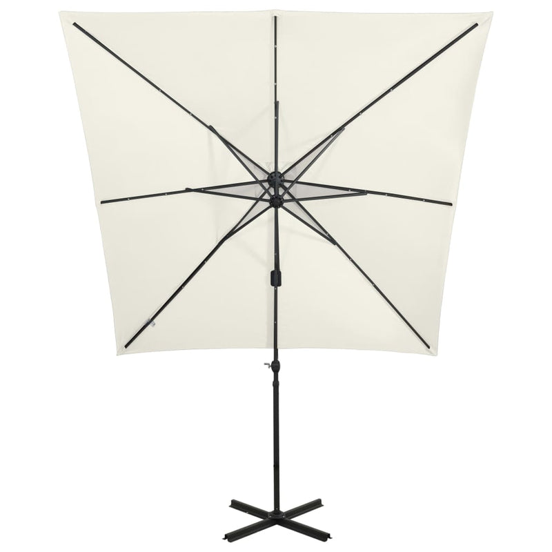 Riippuva aurinkovarjo tangolla ja LED-valoilla hiekka 250 cm - KIWA home