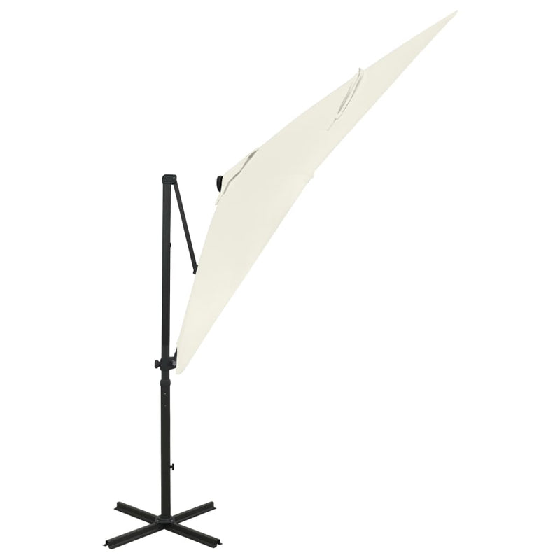 Riippuva aurinkovarjo tangolla ja LED-valoilla hiekka 250 cm - KIWA home