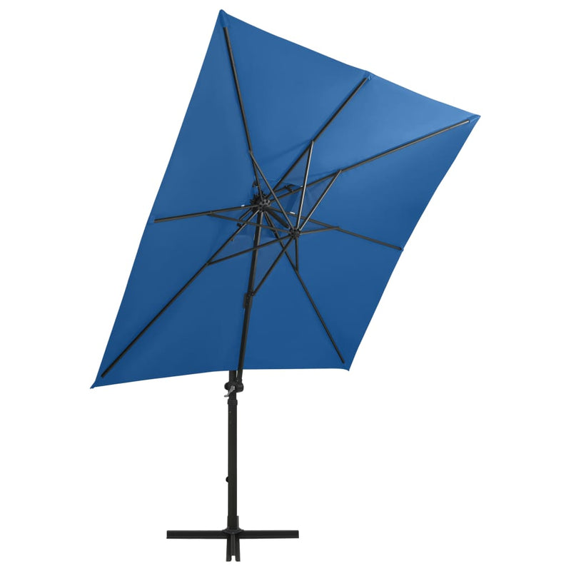 Riippuva aurinkovarjo tangolla ja LED-valoilla taivaans. 250 cm Päivän- & aurinkovarjot