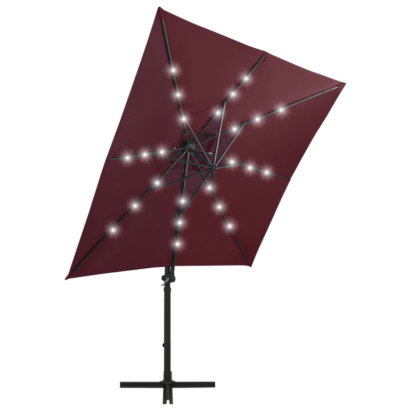 Riippuva aurinkovarjo tangolla ja LED-valoilla viininpu. 250 cm.