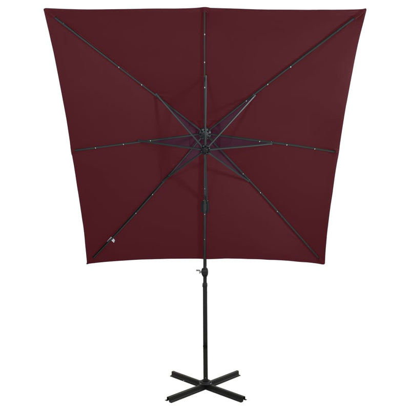 Riippuva aurinkovarjo tangolla ja LED-valoilla viininpu. 250 cm.