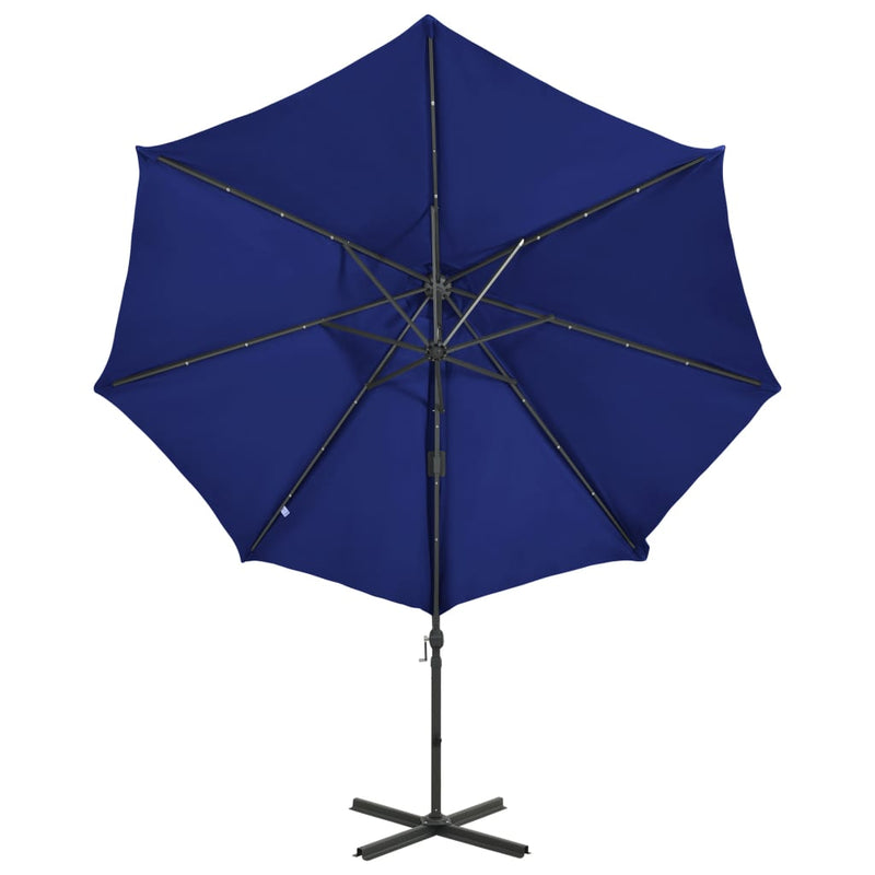 Riippuva aurinkovarjo tangolla ja LED-valoilla taivaans. 300 cm Päivän- & aurinkovarjot