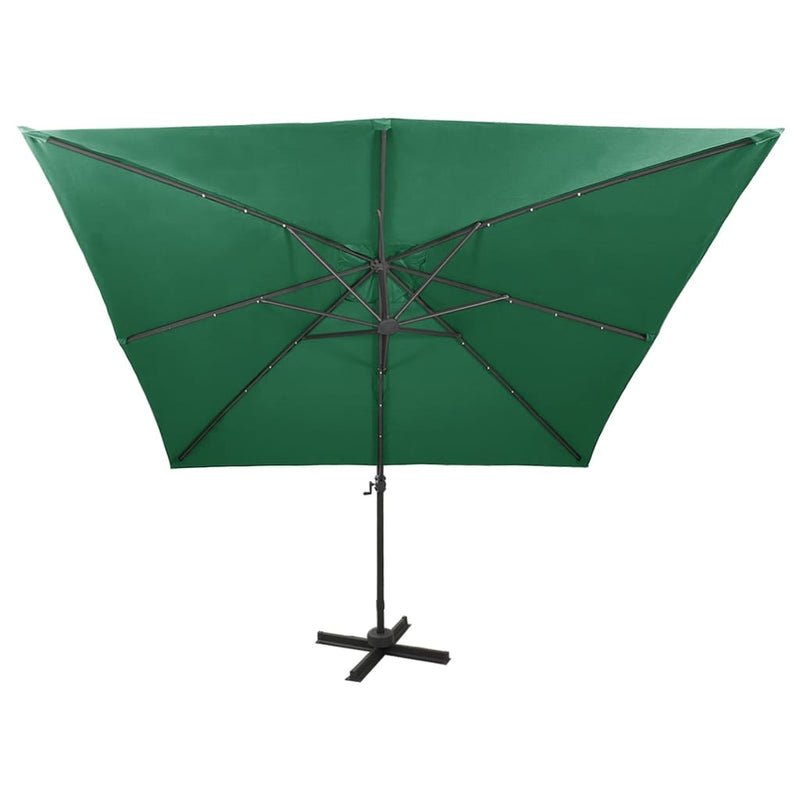 Riippuva aurinkovarjo tangolla ja LED-valoilla vihreä 300 cm - KIWAHome.com