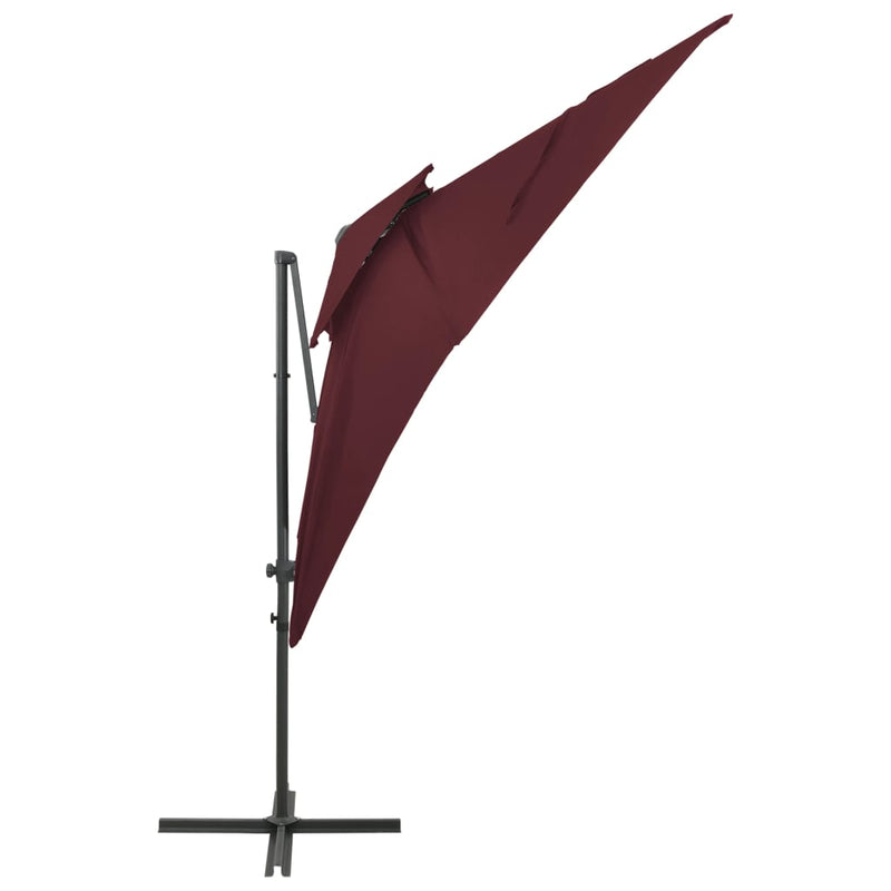 Riippuva aurinkovarjo tuplakatolla viininpunainen 250x250 cm Päivän- & aurinkovarjot