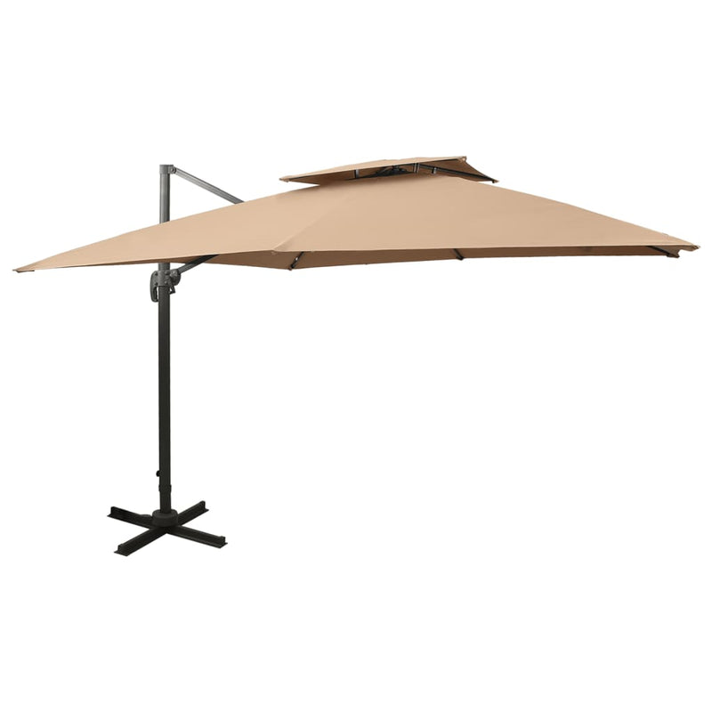 Riippuva aurinkovarjo tuplakatolla harmaanruskea 300x300 cm Päivän- & aurinkovarjot