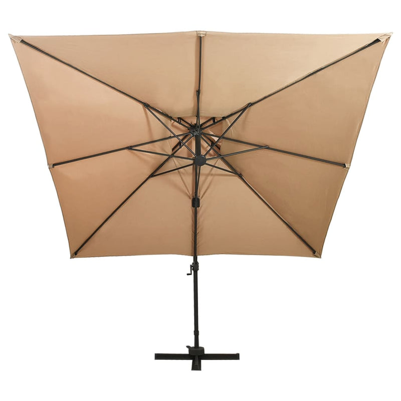 Riippuva aurinkovarjo tuplakatolla harmaanruskea 300x300 cm Päivän- & aurinkovarjot