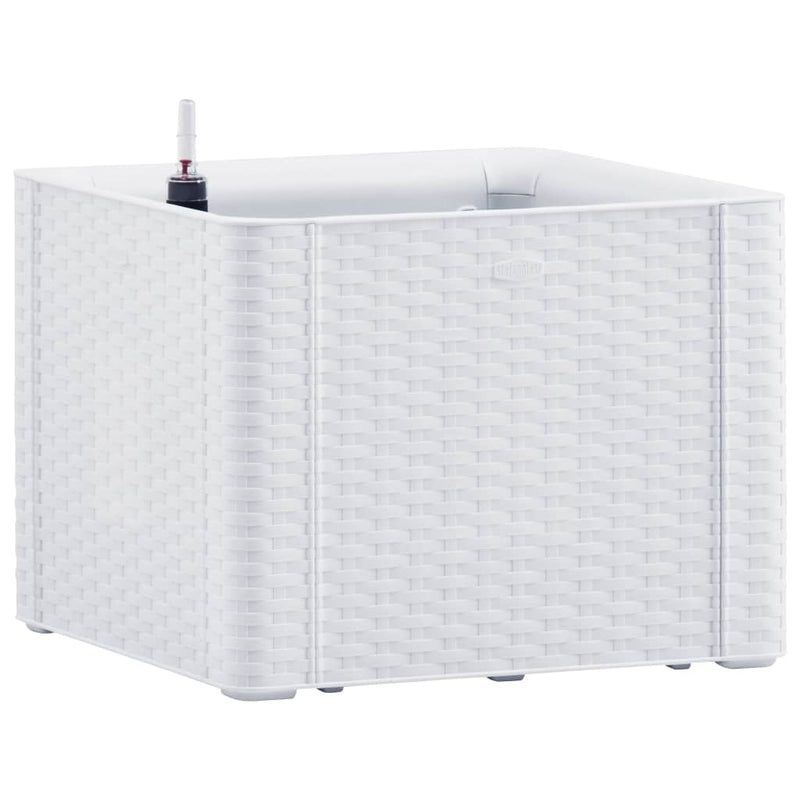 Kukkalaatikko itsekastelujärjestelmällä valkoinen 43x43x33 cm Kukkaruukut & istutuslaatikot