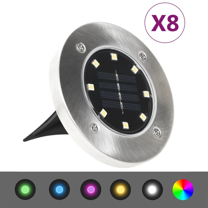 Aurinkoenergia maavalaisimet 8 kpl LED RGB värit