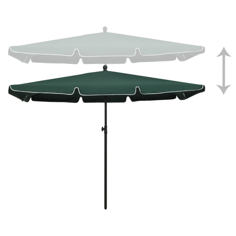 Puutarhan aurinkovarjo tangolla 210x140 cm vihreä Päivän- & aurinkovarjot