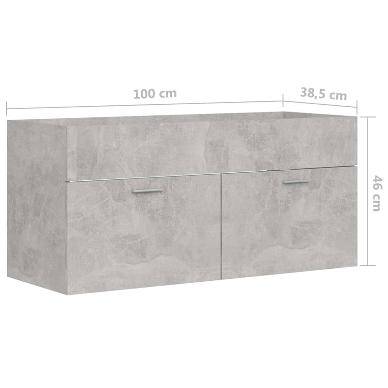 Allaskaappi betoninharmaa 100x38,5x46 cm lastulevy