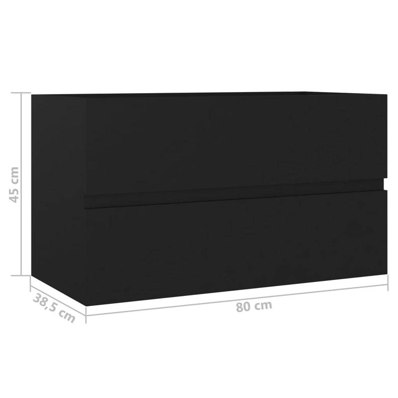 Allaskaappi musta 80x38,5x45 cm lastulevy