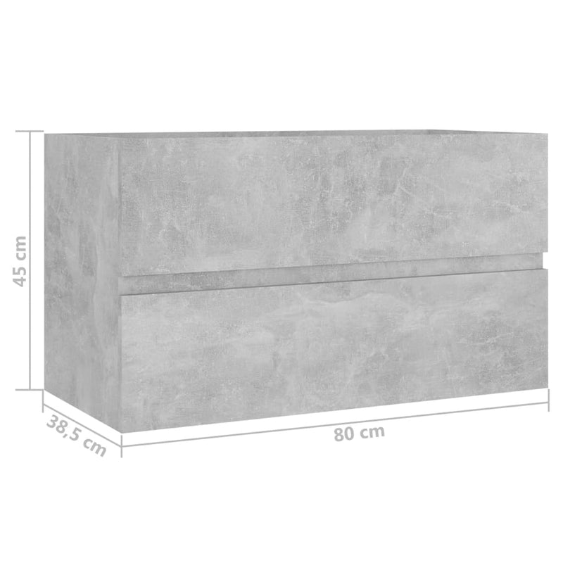 Allaskaappi betoninharmaa 80x38,5x45 cm lastulevy - KIWAHome.com