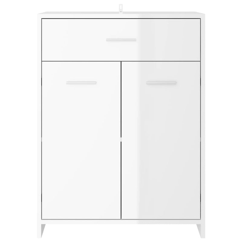 Kylpyhuonekaappi korkeakiilto valkoinen 60x33x80 cm lastulevy