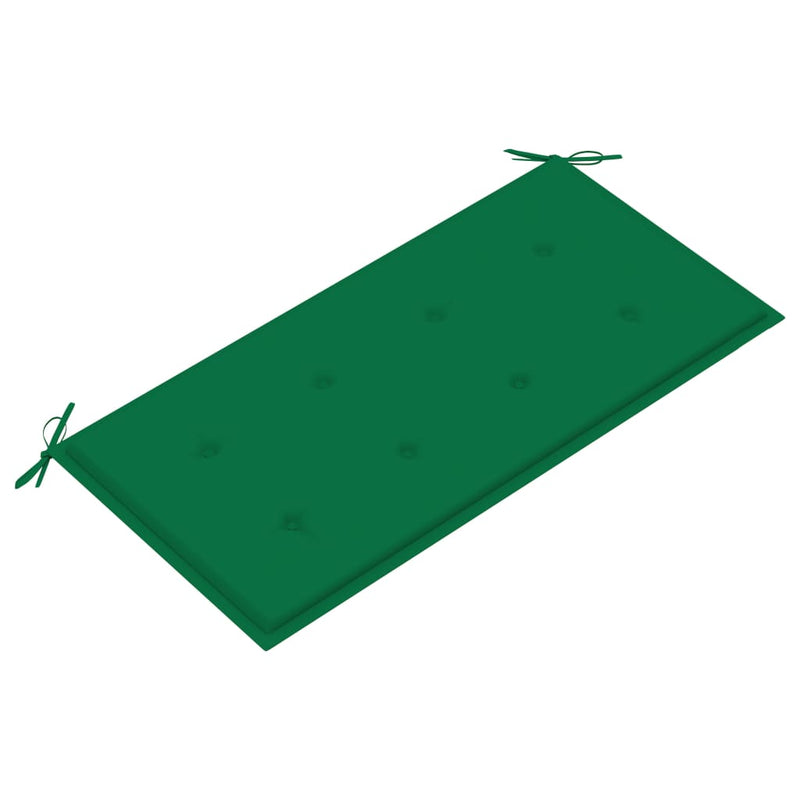 Puutarhapenkki vihreä tyyny 112 cm täysi tiikki