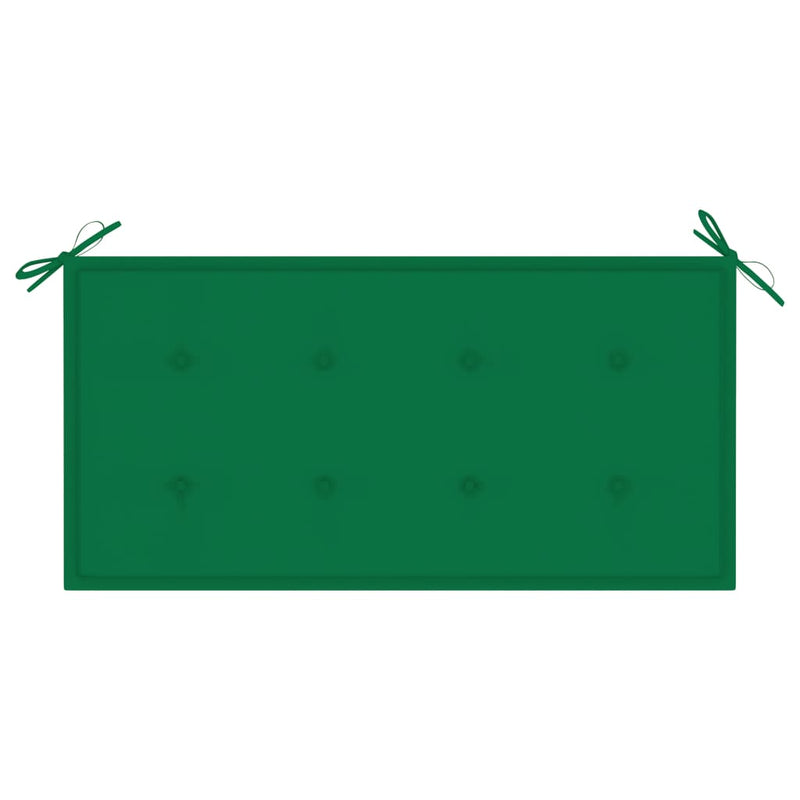 Puutarhapenkki vihreä tyyny 112 cm täysi tiikki