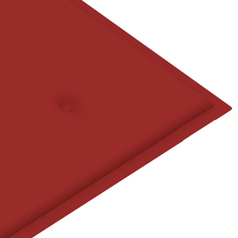 Puutarhapenkki punainen tyyny 112 cm täysi tiikki