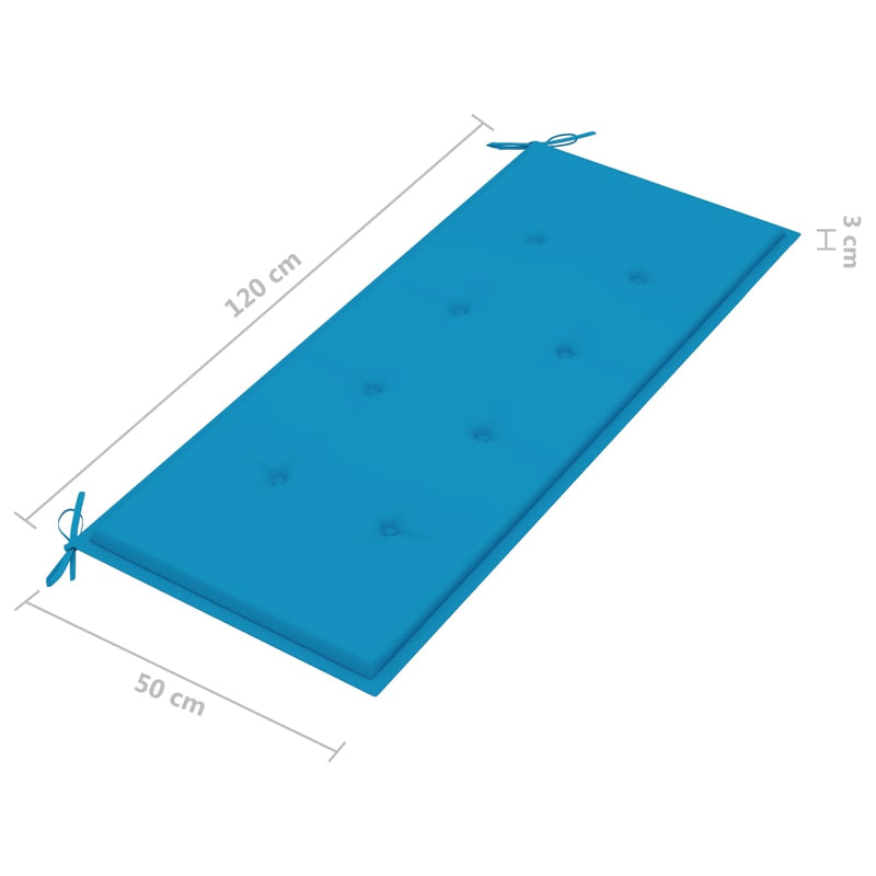 Puutarhapenkki siniset tyyny 120 cm täysi tiikki