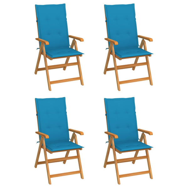 Puutarhatuolit 4 kpl siniset tyynyt täysi tiikki