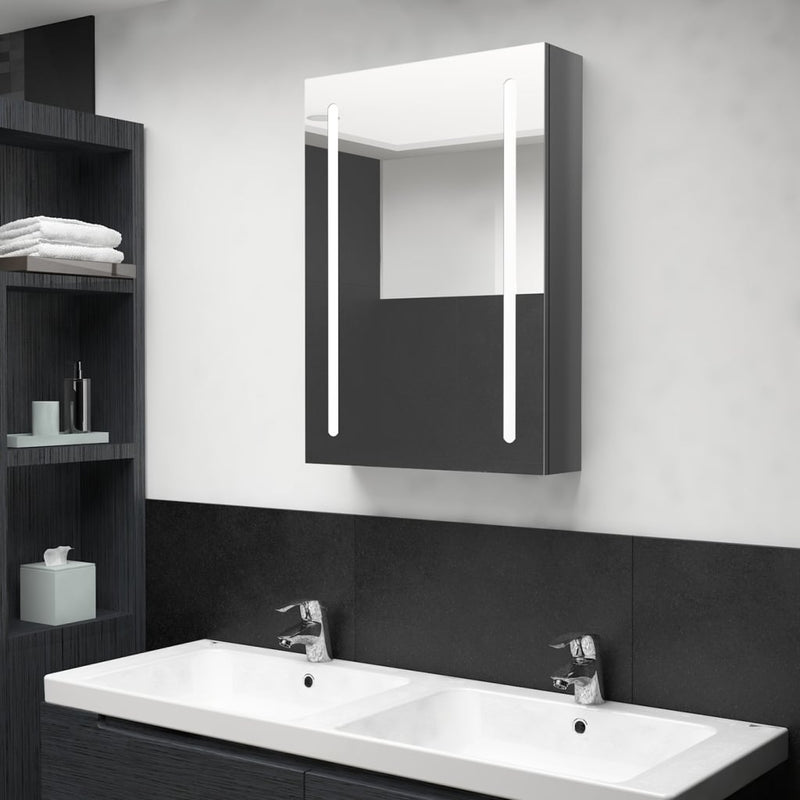 LED kylpyhuoneen peilikaappi kiiltävä harmaa 50x13x70 cm