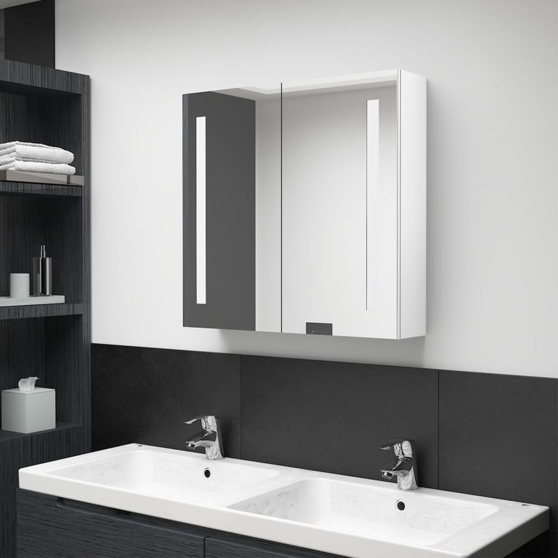 LED kylpyhuoneen peilikaappi kiiltävä valkoinen 62x14x60 cm
