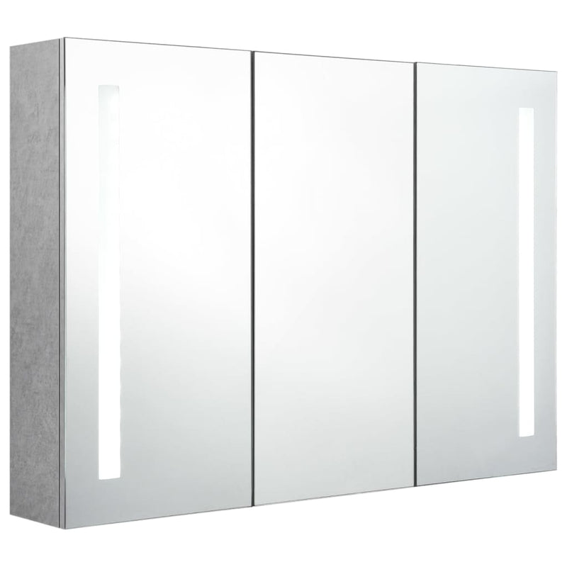 LED kylpyhuoneen peilikaappi betoninharmaa 89x14x62 cm