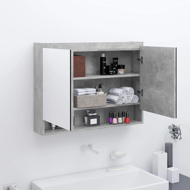 LED kylpyhuoneen peilikaappi 80x15x60 cm MDF betoninharmaa Kylpyhuoneen kampauspöydät