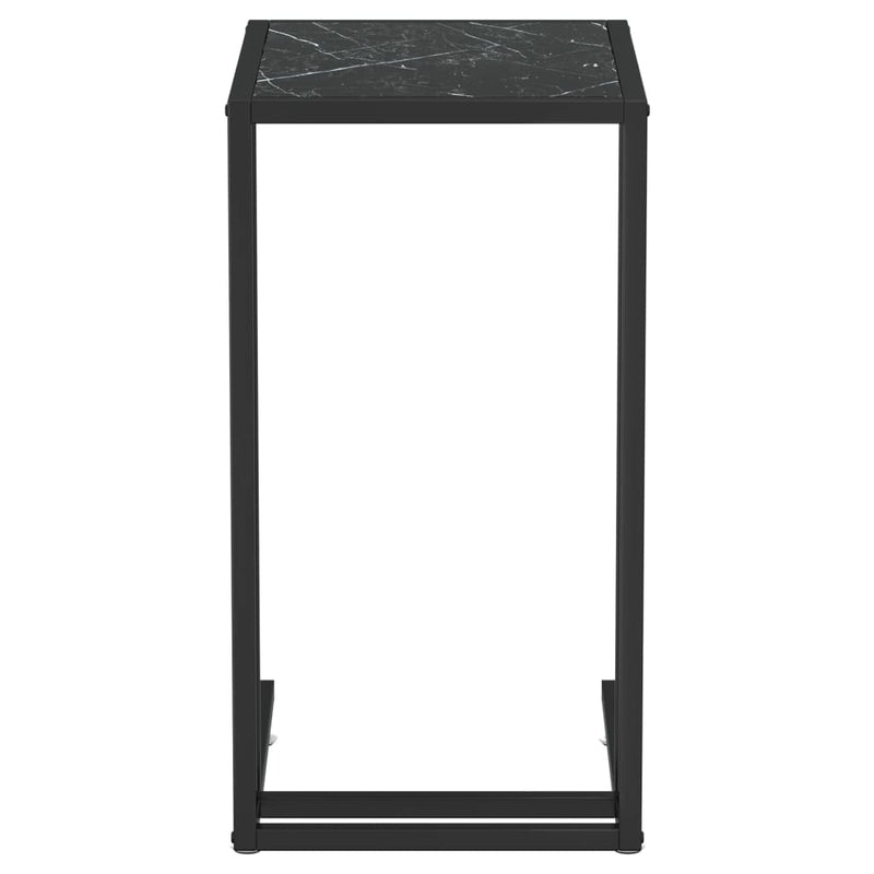 Sivupöytä läppärille musta marmori 50x35x65 cm karkaistu lasi