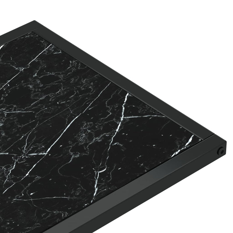 Sivupöytä läppärille musta marmori 50x35x65 cm karkaistu lasi