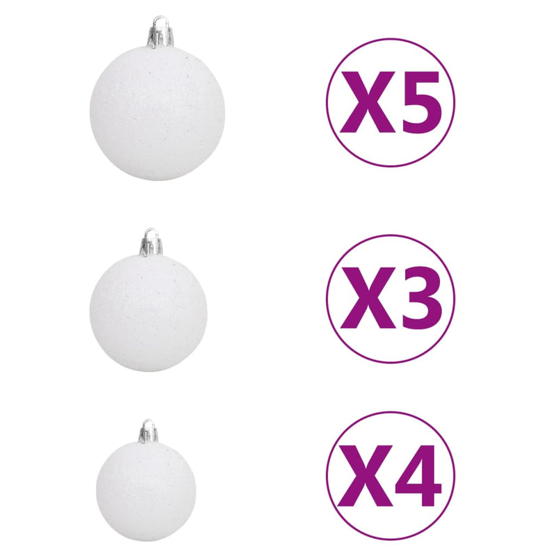 Tekojoulukuusi LED-valoilla ja palloilla valkoinen 150 cm Joulukuuset