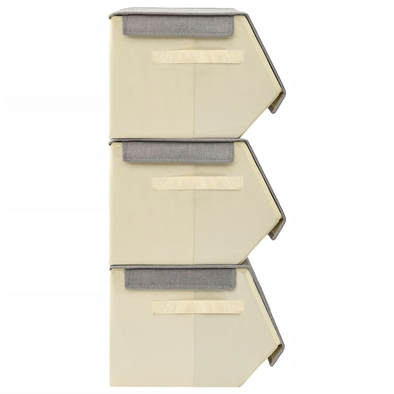 Pinottava 4-osainen säilytyslaatikkosarja kangas harmaa/kerma Säilytyslaatikot