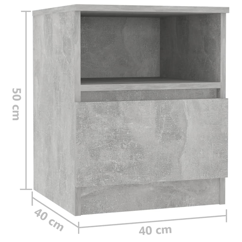 Yöpöytä betoninharmaa 40x40x50 cm lastulevy