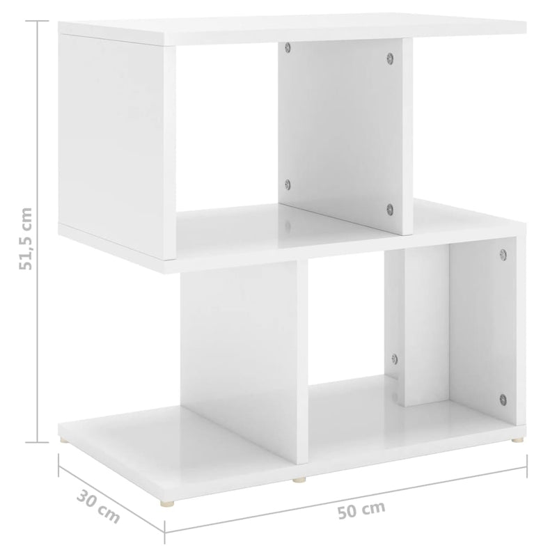 Yöpöytä korkeakiilto valkoinen 50x30x51,5 cm lastulevy