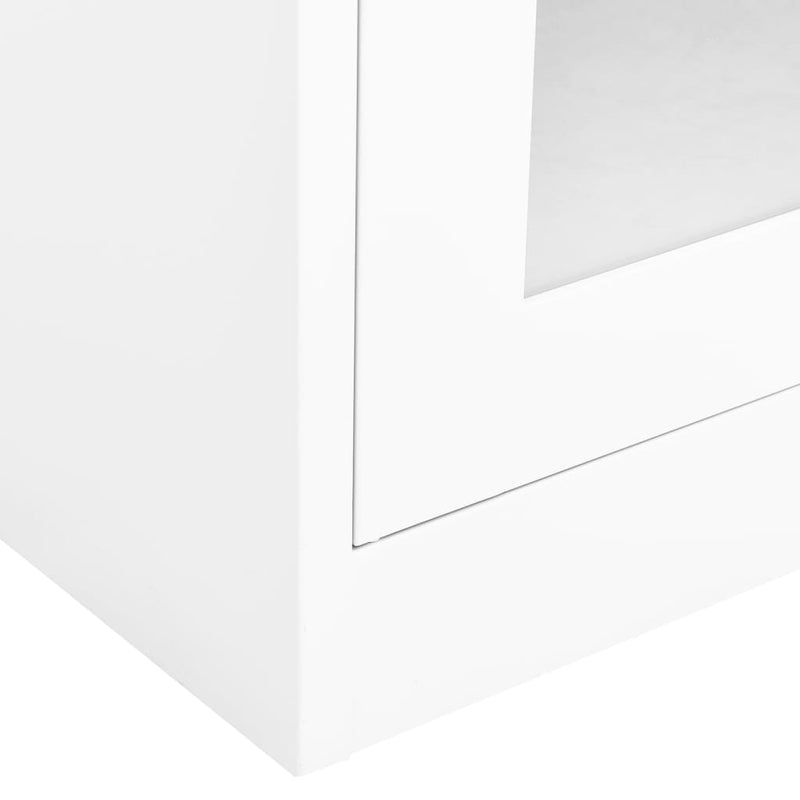 Toimistokaappi valkoinen 90x40x180 cm teräs/karkaistu lasi Säilytys- & lukkokaapit