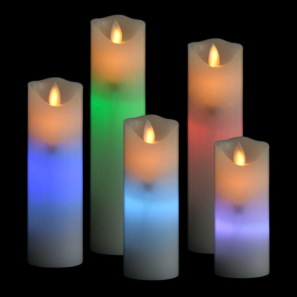 5-osainen LED-sähkökynttiläsarja kaukosäädin värikäs - KIWAHome.com