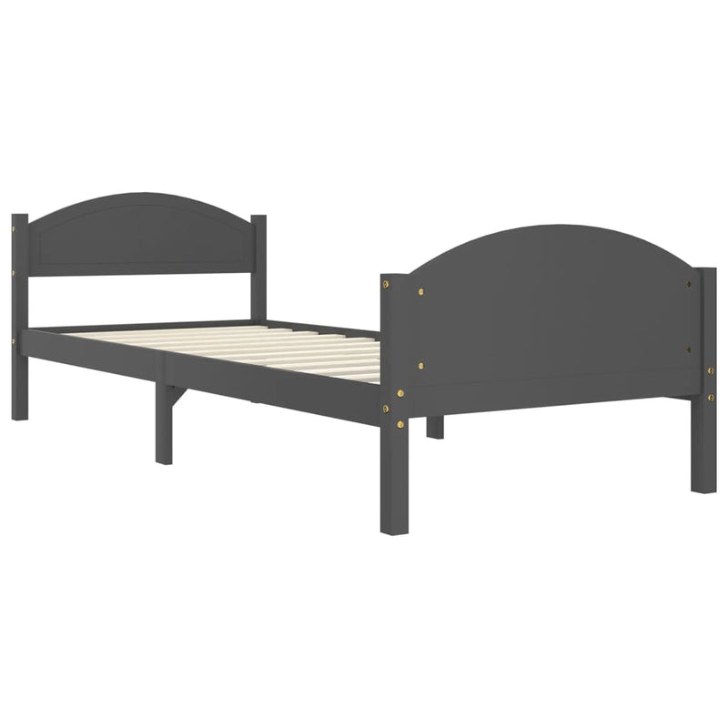 Sängynrunko tummanharmaa täysi mänty 90x200 cm Sängyt & sängynrungot