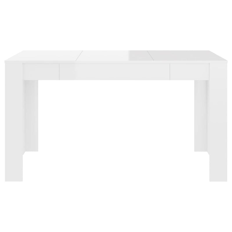 Ruokapöytä korkeakiilto valkoinen 140x74,5x76 cm lastulevy