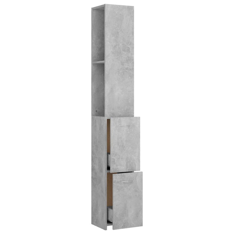 Kylpyhuonekaappi betoninharmaa 25x25x170 cm lastulevy