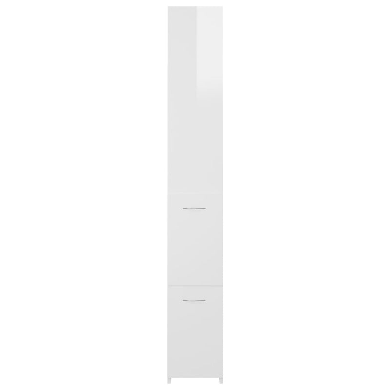 Kylpyhuonekaappi korkeakiilto valkoinen 25x25x170 cm lastulevy